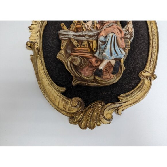 Vintage Empire 3D Wall Art 826 A Italy Picture Woman Spinning 16" X 11" - Picture 3 of 8